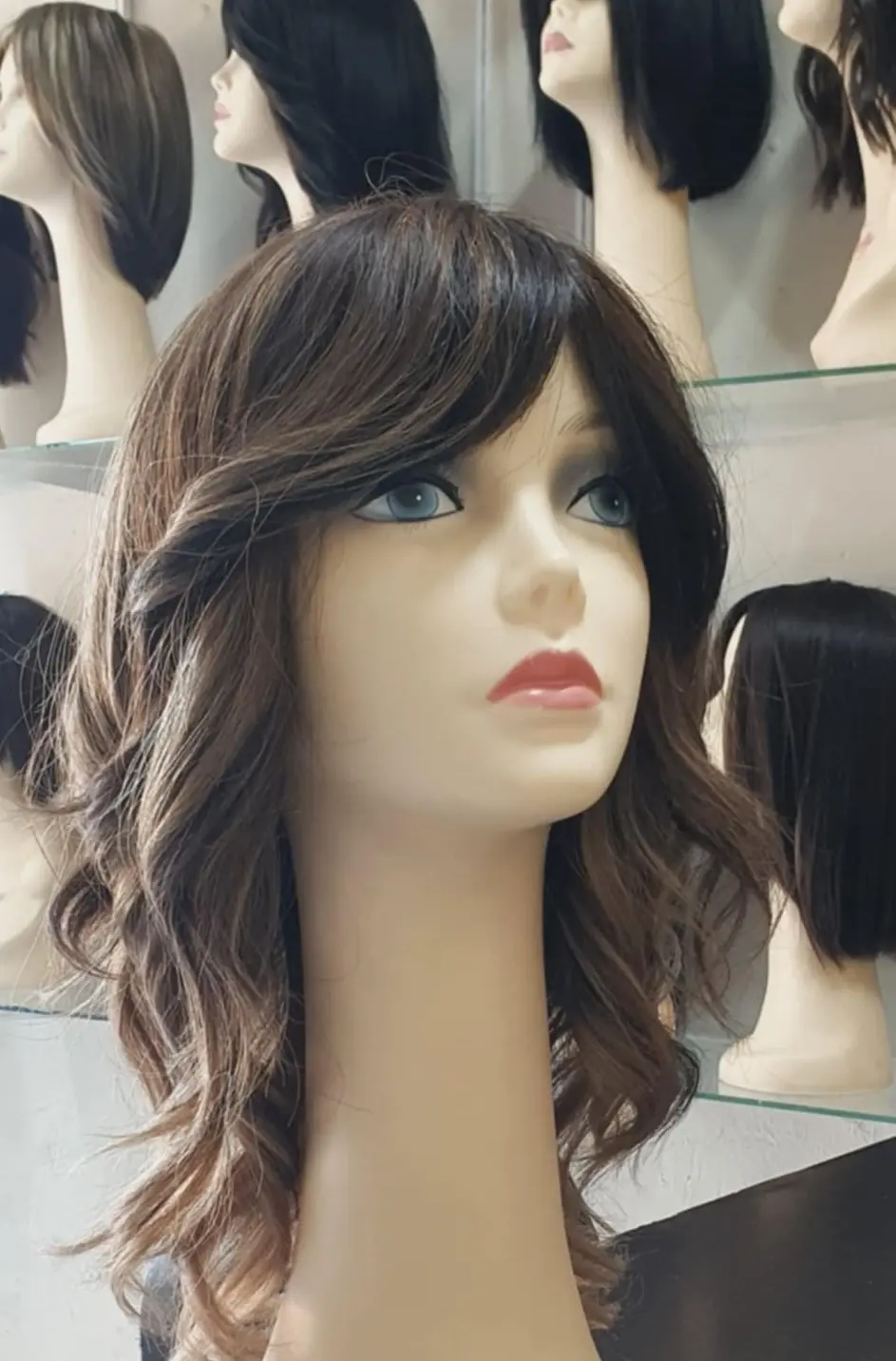 Peluca de cabello ondulado natural